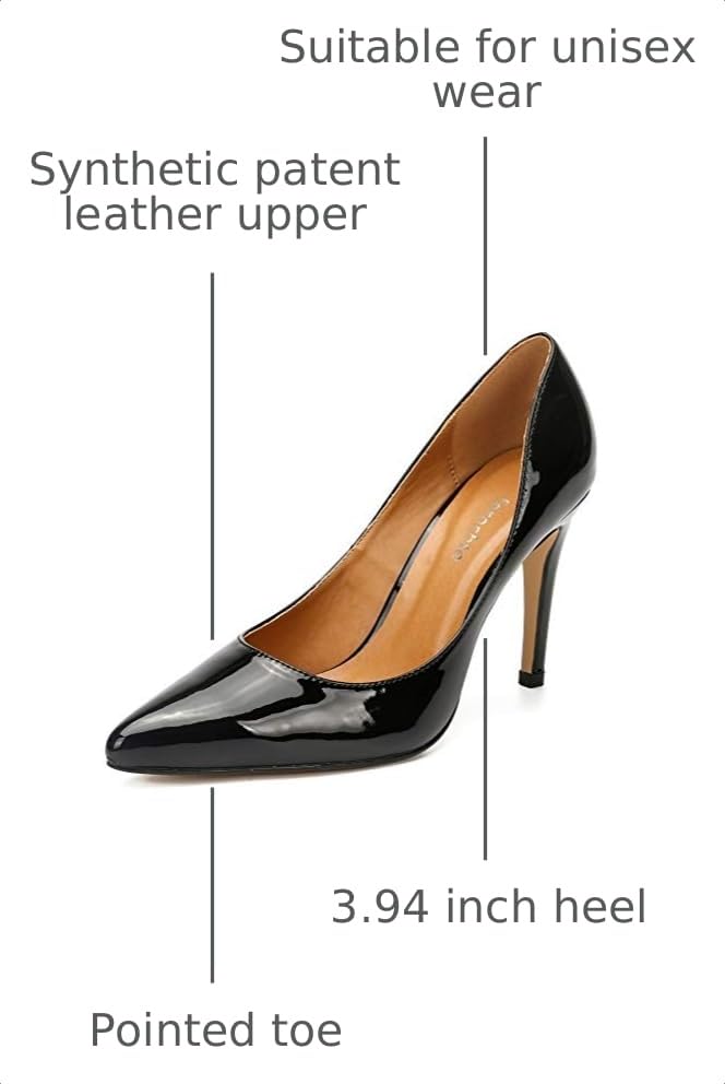 Image of Women's Men's Pointed Toe High Heel Pumps, Slip On, 3.94 Inch Stiletto Heel