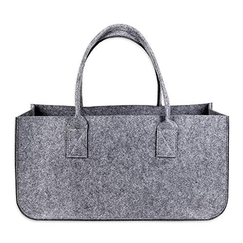 Schramm®1 oder 2 Stück Filztasche Tasche aus Filz in dunkelgrau 50x25x25 cm Kaminholztasche Holzkorb Einkaufstasche Filzkorb Zeitungskorb Shopper Taschen Filztaschen 1 oder 2 Stück, Anzahl:1