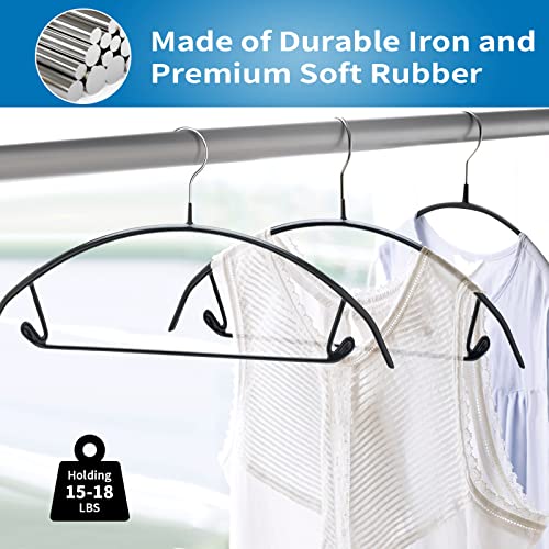 Fsuteg Standard Hangers-No Bump Hangers Rubber Coated Contour Metal Hanger, Coat Jacket Hangers,Suit Hanger,T-Shirt Hanger-Black Hangers 20 Pack thumb #5