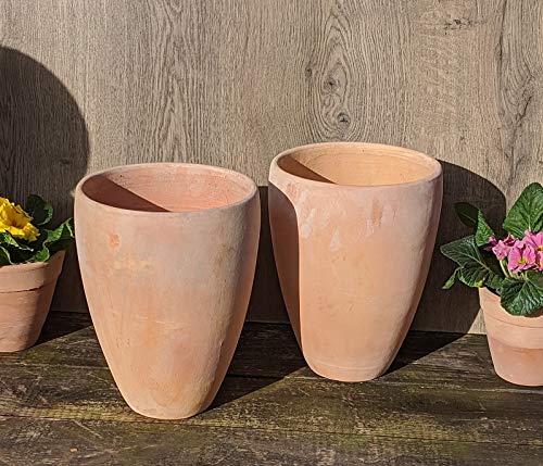 2er Set Blumentopf echt Terrakotta ca. 26 cm hoch, Übertopf für Garten und Wohnung Terracotta Mediterran Balkon Deko Terrasse 2er Set Blumentopf echt Terrakotta ca. 26 cm hoch, Übertopf für Garten und Wohnung Terracotta Mediterran Balkon Deko Terrasse