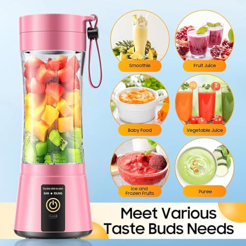 Image of Shopstyle Portable Blender 6 Blade USB Juicer Bottle Portable Juice Blender USB Juicer Juice Mixer Bottle Rechargeable Juice Blender for Shakes Fruits & Vegetables Electric Grinder(Multicolor)