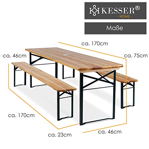 Kesser® Biertafelset, 3-delige tuinmeubelset, inklapbaar, 170 x 46 x 75 cm, 2 x bierbanken, 1 x biertafel… - Image 8