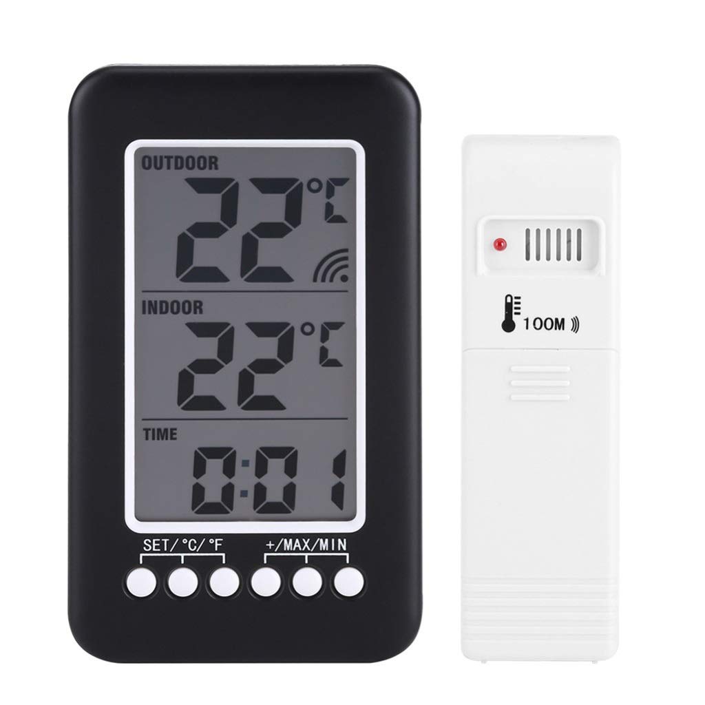 Termómetro Digital LCD para Interiores y Exteriores, Reloj, medidor de Temperatura, transmisor, medidor de Temperatura Digital
