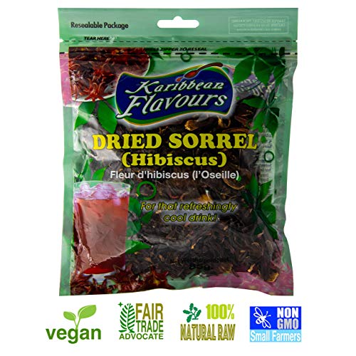 Sorrel Hibiscus Flowers (2 x 3Oz.) Herbal Tea Whole Petal 6 Oz - 100% Natural Dried Raw - Non GMO - Vegan - USFDA Inspected - Makes Refreshing Iced Tea Or Hot Tea