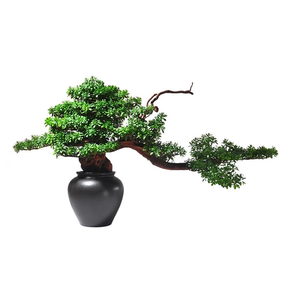 GLJTUO Artificial Bonsai Tree Chinese Welcome Pine Ornaments Home Entrance Vase Luohan Bonsai Decoration Large Simulation Zen Indoor Indoor Greening Fake Tree