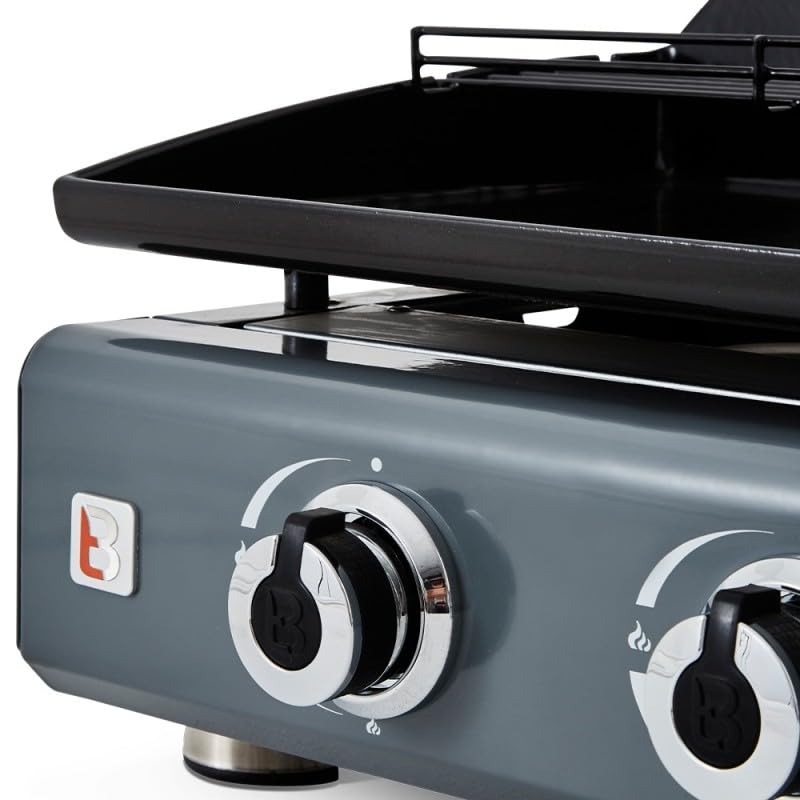 BRASERO - Plancha Silvia II G 3 Feux Gris métallisé Brasero - 3 brûleurs - Plaque acier émaillée de 67 x 34 cm - Grille de réchauffement - Tiroir graisse - Jusqu'à 10 convives - 7,5 kW