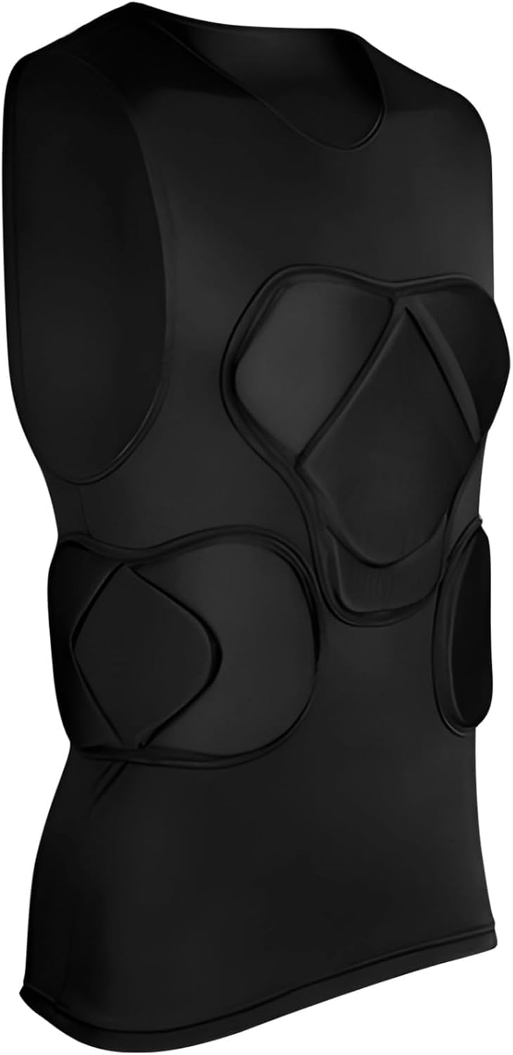 Black Breathable Soccer Goalkeeper Protective Vest, Sleeveless Padded Design, S-XL, Ideal for Rugby and