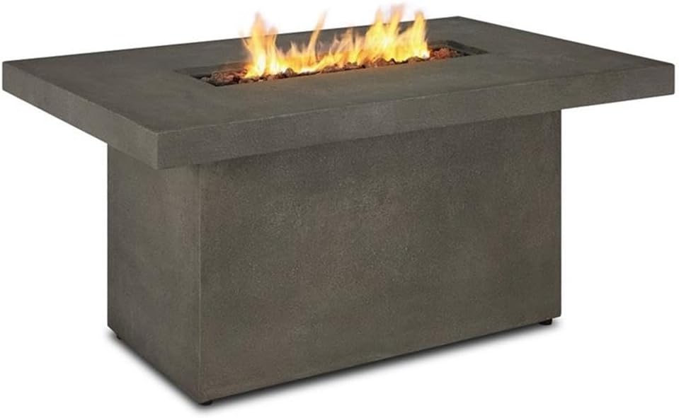 Real Flame Ventura Rectangle Propane or Natural Gas Fire Pit Table - 31" Linear Stainless Steel Burner, Lave Rock Filler, Storage Cover