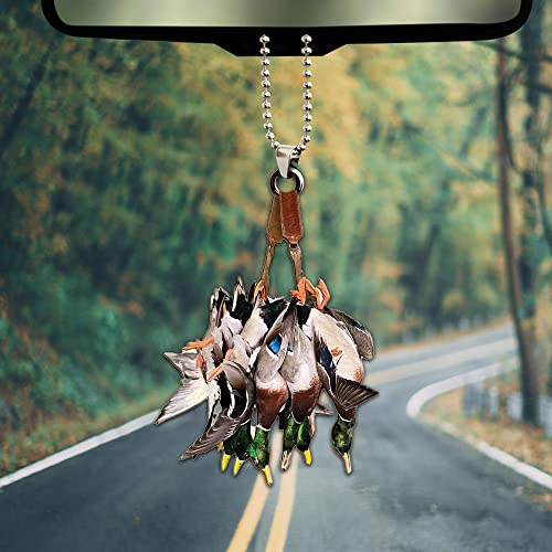 Talataca Duck Hunting 2D Flat Car Rear View Mirror Accessories Christmas Tree Ornament Decoration Hanging Charm Interior Rearview Pendant Decor Gift #TOP2