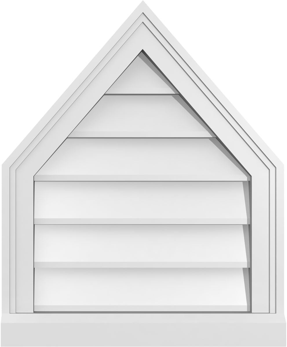GVSPE18X2203SN-14 Peaked Top Brickmould Sill Frame, Primed Tan Signature Series Surface Mount Gable Vents, 18-in. W x 22-in. H, Unfinished
