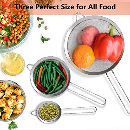 Ylyl 3 Pcs Super Wire Extra Fine Mesh Strainer With Handle, Small Medium Large Size Sifter Metal thumb #4