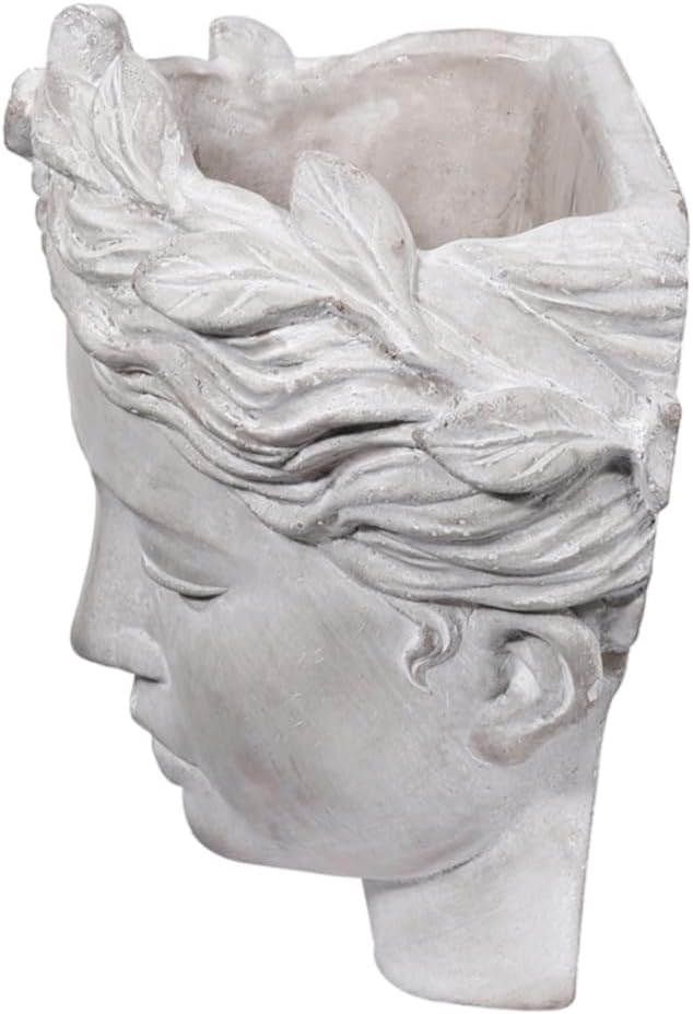 Greek Goddess Wall Planter - Cement Lady Head Bust Planter, 8 Indoor/Outdoor