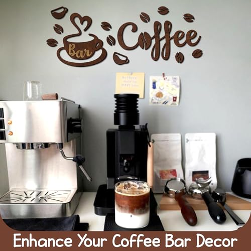 Image of Woodamore Coffee Bar Signs for Wall Decor - Vintage Coffee Signs Decor for Kitchen, Cafe Decorations for Home Bar Accessories, Farmhouse Cafe Sign