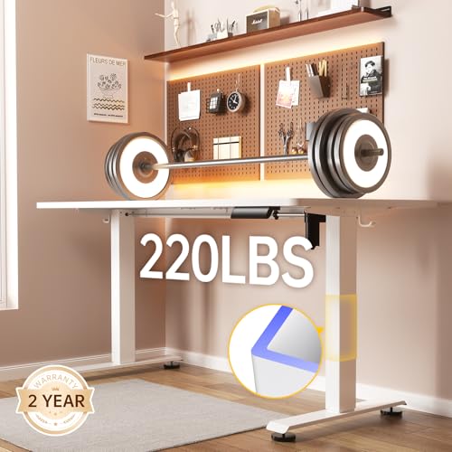 Veken 55 Inch Large Electric Standing Desk,Sit to Stand Up, Heights Adjustable, Work Home Office Computer Table for Study, Walking Pad, Writing, and Games, Wooden Desktop Desks, White - Image 6