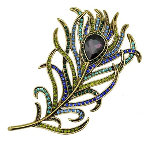 Kristall Pfauenfedern Brosche Boho Emaille Tier Vogel Pins Vintage Broschen Hochzeit Mode Accessoires für Kleidung, Legierter Stahl Cover