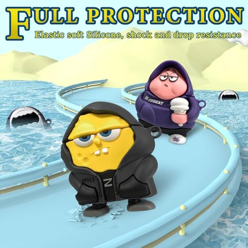 Image of Meyaar Silicone Case for Apple Airpods Pro 3 (2025) Cute Design for Airpods Pro 3 with Keychain Shockproof Protective Case Cover (Spnge-Bob (Yellow))