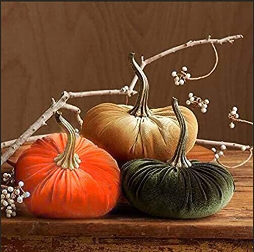 Deko Kürbis Samt Samtstoff Handgemachte Samt Kürbisse Deko Super Weicher Gefüllter Kürbis mit Exquisiten Bloggerstyle neu ca. 15 cm (3 pcs) Cover