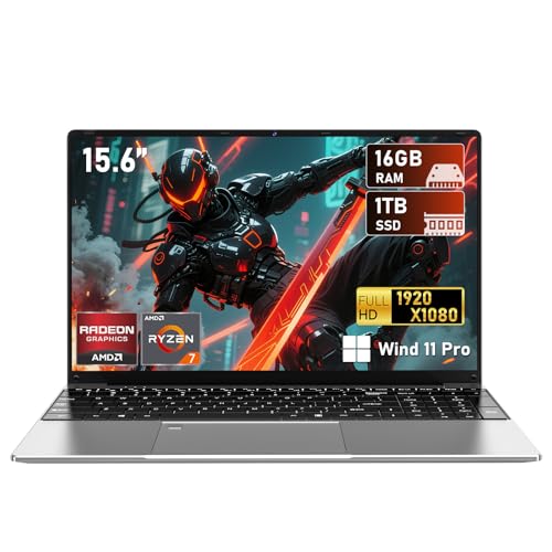 CHIFUYOU 2025 ゲーミングノートパソコン 15.6インチノートパソコン R7 5700U (8C/16T、最大4.3GHz) 16GB RAM 1TB SSD 15.6インチ FHD 1920 x 1080P ディスプレイ Radeon RX