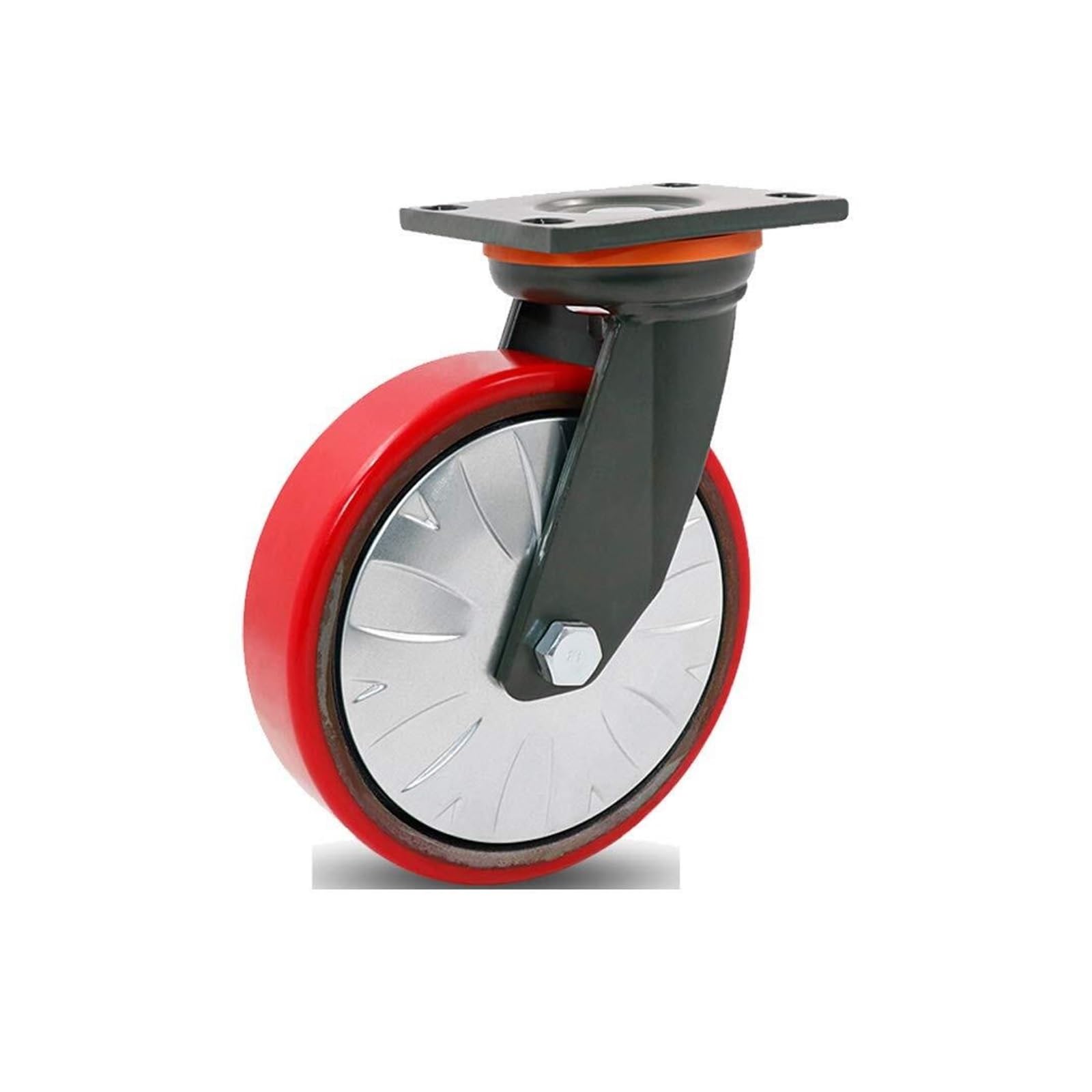 GYRAZXS Heavy Duty Industrial Metal Caster Wheels with Red Swivel Polyurethane Furniture Castor Iron Core Wear Resistant Workbench Casters