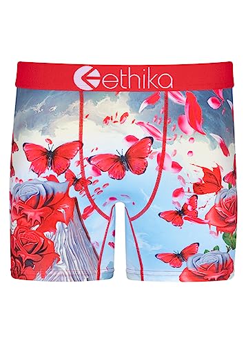 Ethika Men’s Mid Boxer Brief, 4-Way Stretch Performance Underwear with Graphic Prints – Transcend - Mid (GRY, S)