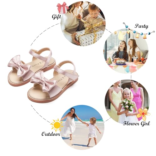 Image of Felix & Flora Toddler Girl Sandals - Little Girl Easter Dress Shoes Lightweight Open Toe Beach Holiday Flats