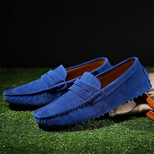 Image of ANUFER Men's Suede Leather Penny Loafers Comfort Driving Shoes Moccasin Slippers