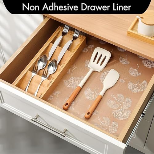 Image of ElastPro (45 cm X 5 m) Printed Shelf Liners for Kitchen Shelves, Drawer Mat, Shelf Liner, Fridge Mats, Kitchen Cabinet Drawer Mat Liner Sheets (Fan Leaf White)