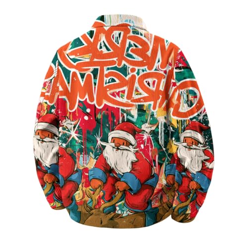 Fall Jacket for Men Christmas Print Streetwear Retro Oversized Shirt Jacket - image 5