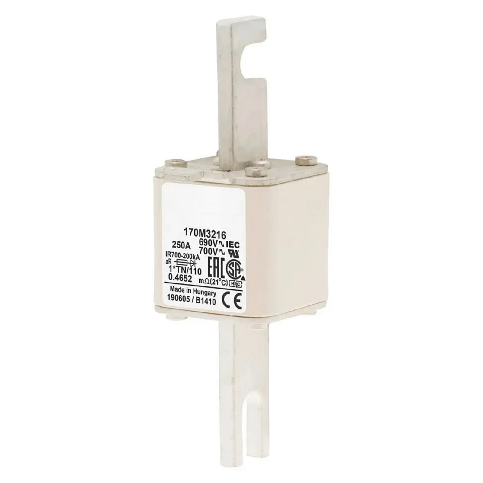 Fusible ultra-rapide Fuse 170M3219 de type corps carré avec bornes encastrables 170M3223