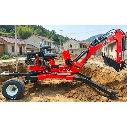 Towable Backhoe Excavator with 360° Rotation, Mini Towable Backhoe, Portable Digging Equipment for Landscaping, Trenching, Farm and Home Renovation