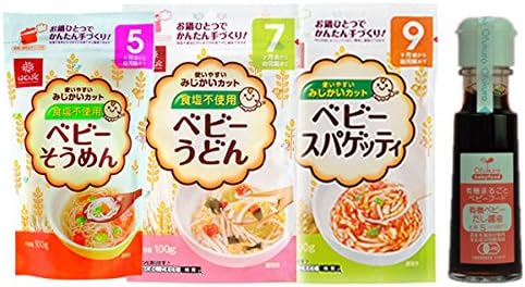 Amazon 有機 まるごと ベビーフード だし醤油 はくばく ベビー そうめん うどん スパゲティ 3種類12袋セット 乳児用規格適用食品 離乳食 離乳食に使いやすい 長さ2 5cmにカットされた麺 Earthink そうめん ひやむぎ 通販