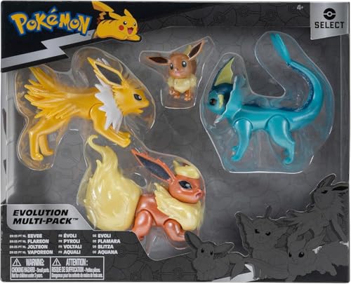 Pokemon Select Evolution Multipack (2' Eevee #1, 3' Jolteon, 3' Vaporeon, 3' Flareon)