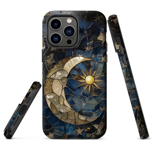 ZHUXUXITT Case Compatible with iPhone 15,Sun Moon Celestial Glass Phone Case Hybrid 2-Layer Hard Shell,Shockproof Soft for Girl Women Boy Men by ZHUXUXITT - Used condition - US$12.74