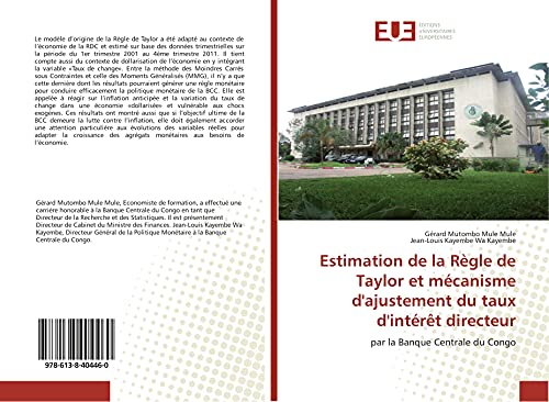 livre Estimation de la Regle de Taylor et mecanisme d'ajustement du taux d'interet directeur: Par la Banque Centrale du Congo