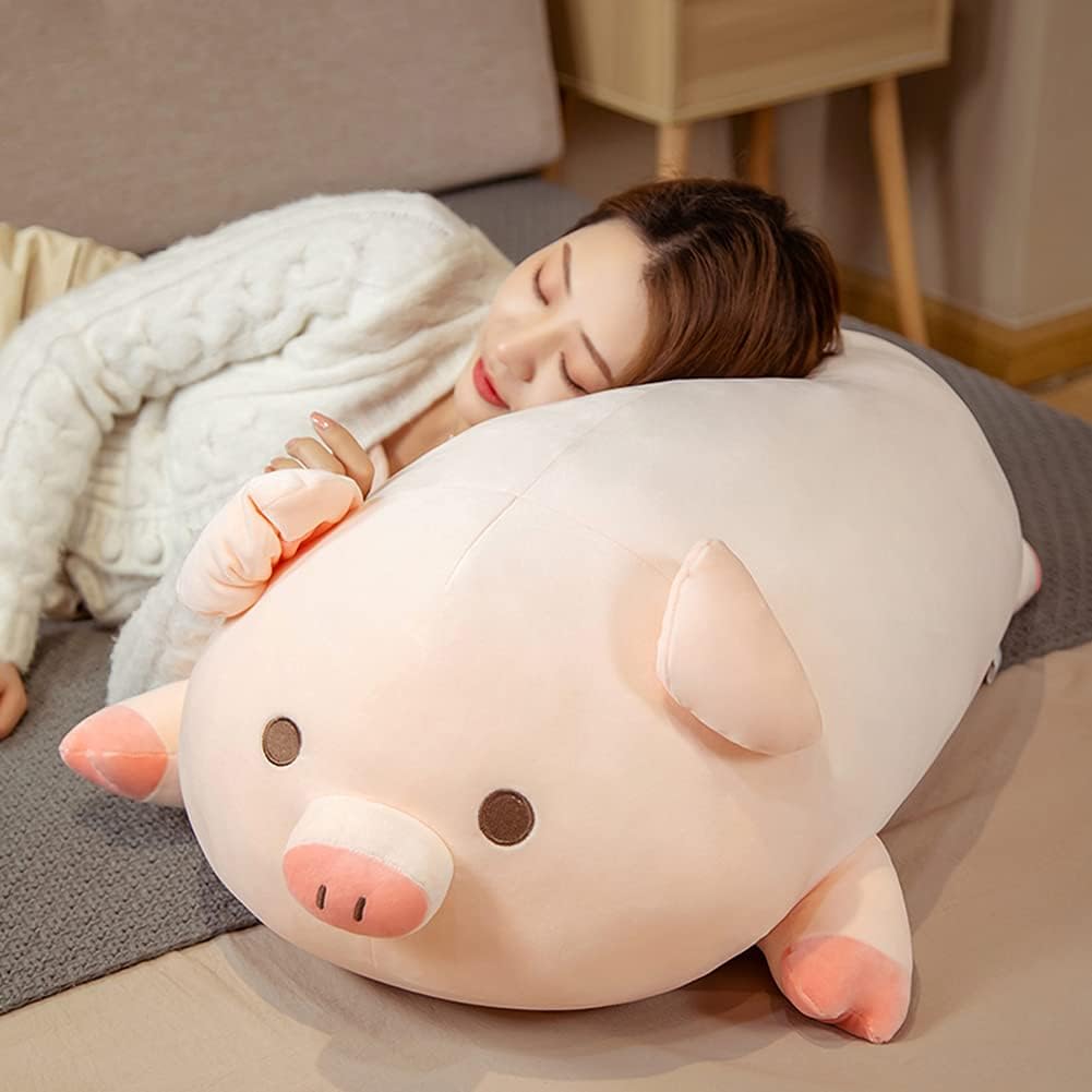 lannery Pig Stuffed Animal Hugging Pillow, Soft Fat Pig Plush Toy Gifts for Kids, Valentine, Christmas (Round Eyes, 31.5") - Image 2