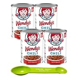 Wendy's Original Chili with Beans, Canned Chili, 15 oz bundle with Aurecor Measuring Spoon, color may vary (Pack of 4)