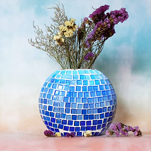 Bigotters 170Pcs Bulk Mosaic Tiles, 140G Colors Glass Pieces Assorted Color Opaque Mosaic Glass For Diy Picture Home Mosaic Decoration (Blue Series) #TOP7