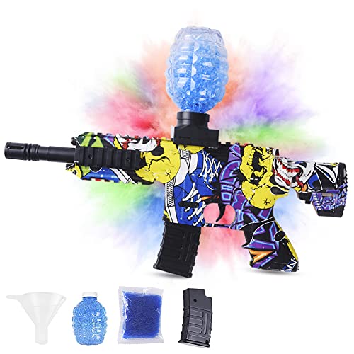 Automatic Splatter Ball Blasters, M416 Gel Ball Blaster with Fast Fill Bead Funnel & Easy Assemble Battery, 10,000 Orbeez Water Beads Toy Gun for Boys & Girls, Age 12+