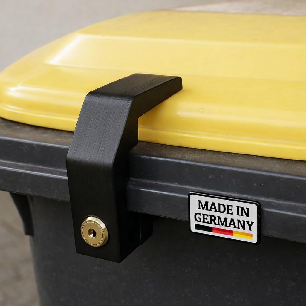 Verrou pour poubelle à roulettes & Verrouillage de poubelle à roulettes pour poubelles de 60–360L | Fermeture universelle de poubelle sans perçage | Verrou de sécurité pour poubelle à roulettes et