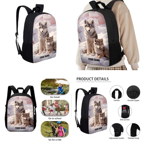 Cute Wolf Cub Backpack Personalized Backpack Little Girls Daypack Custom Bookbag Gifts with Print Name for School Bag Can Be Purchased Separately Laptop Bag Backpacks for Women Men2