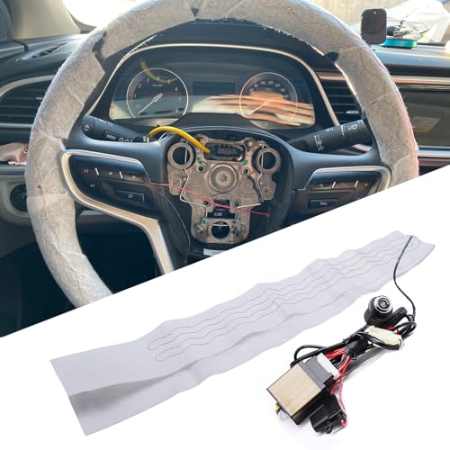AUTOXBERT Chauffage de volant de voiture - Housse de volant chauffante - 130 cm - Pour la plupart des voitures, SUV, camions et camionnettes