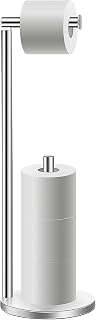 Toilet Paper Holder Stand with Reserve, Stainless Steel Free Standing Toilet Paper Holder with Storage Reserves 4 Rolls, Silver