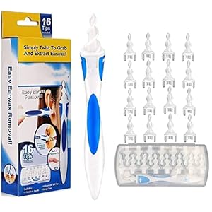 Q-grips Ohrenschmalz-Entferner, Sicheres und Weiches Silikon Ohrenreiniger, 360 Grad Spirale Ear Cleaning kit mit 16…