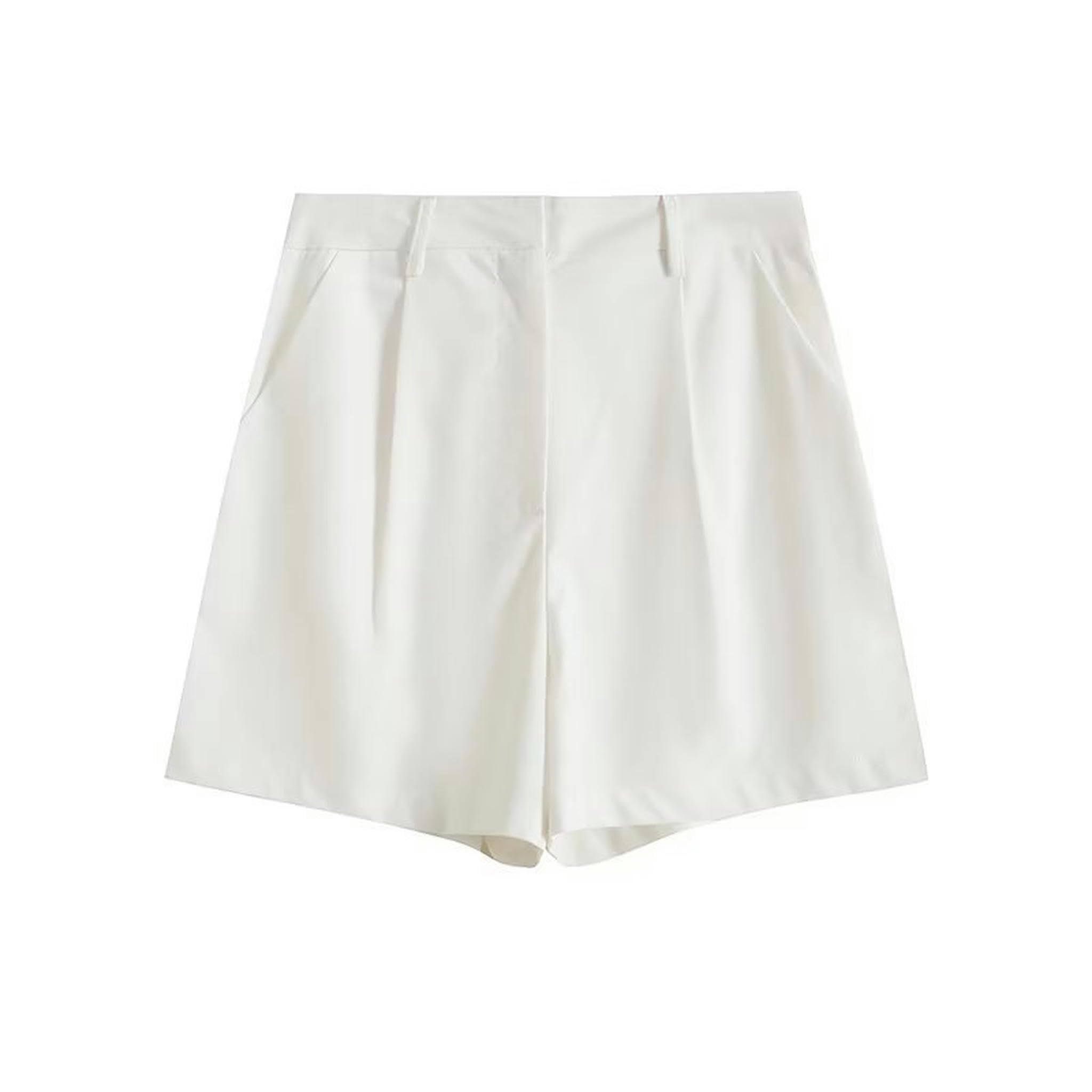 Ensemble gilet décontracté d'été en lin mélangé, gilet ample + short, costume blanc pour femme, A0-XL