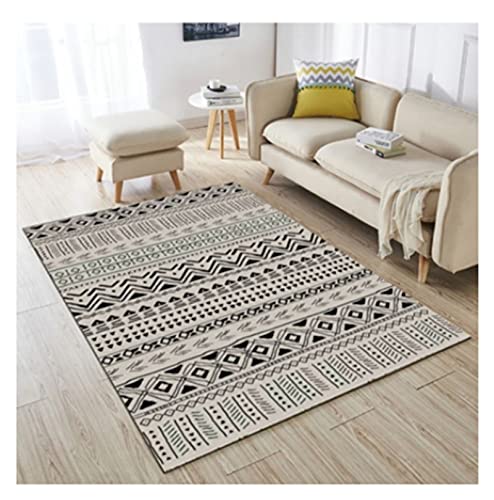 Alfombra de estilo oriental simple y rectangular con patrón geométrico ligero para suelos 2