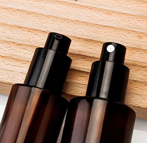 2 PCS 120ml/4oz Amber Glass Travel Bottles with Black Pump - Leakproof Lotion Dispenser for Essential Oil, Cream, Shampoo2