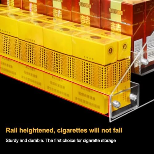 Store Display Rack Wall Mounted Storage Rack Supermarket Convenience Store Automatic Cigarette Rack Space Saving Assembled Display Cabinet,Cigarette Display Case,Wall-Mounted 2-Tier Acrylic image 5