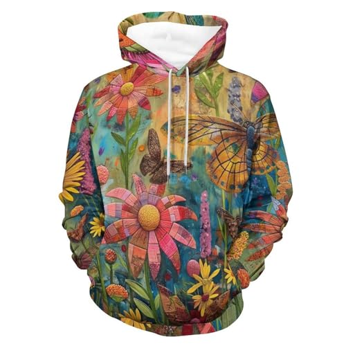 Hoodie fleurs papillon colorées en maille douce premium S
