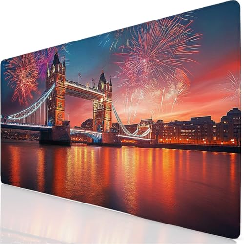 Tapis de Souris XXL 120x60cm Grand Tapis de Souris Lac Mouse Pad Pont Sous Main Bureau, Base en Caoutchouc Antidérapante, Haute Précision et Rapidité Accessoire Bureau pour Gamer, Maison Cadeau YG-131