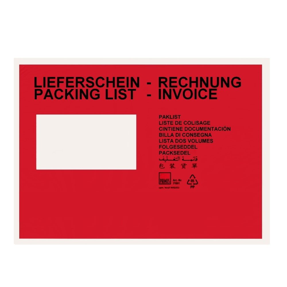 2000 pochettes pour bons de livraison ou factures au format DIN C5 en rouge